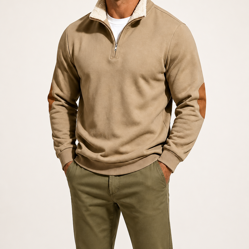 Viggo | Mens Half Zip Fleece Sweatshirt Long Sleeve Top, Design 2