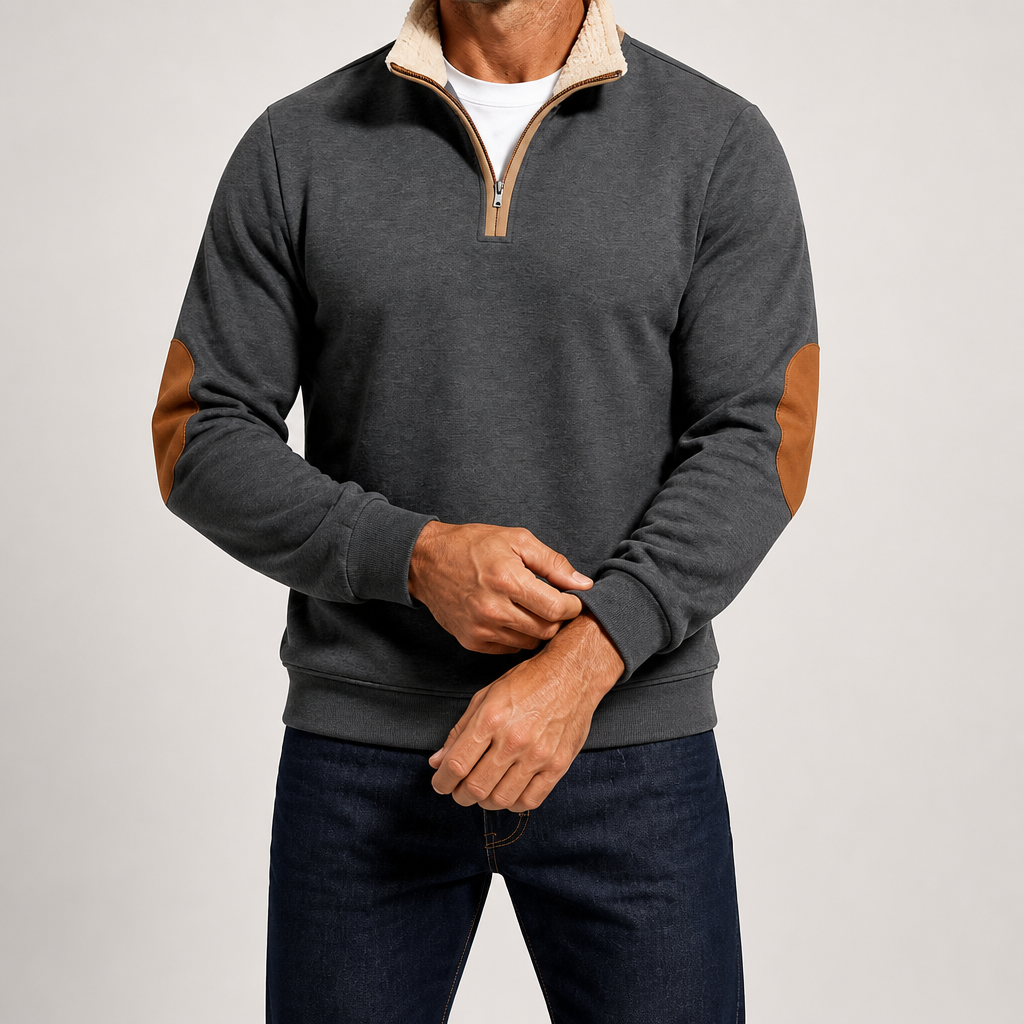 Viggo | Mens Half Zip Fleece Sweatshirt Long Sleeve Top, Design 4