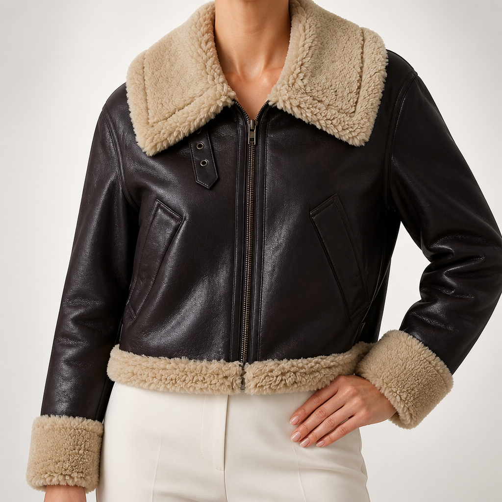 Vivienne | Womens Faux Fur Zip Up Warm Winter Jacket, Brown