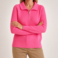 Vivienne | Womens Quarter Zip Knitted Jumper, Pink
