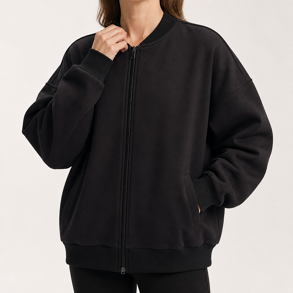 Wanda | Womens Bomber Baseball Varsity Autumn Cropped Soft Shell Light Jacket, Black