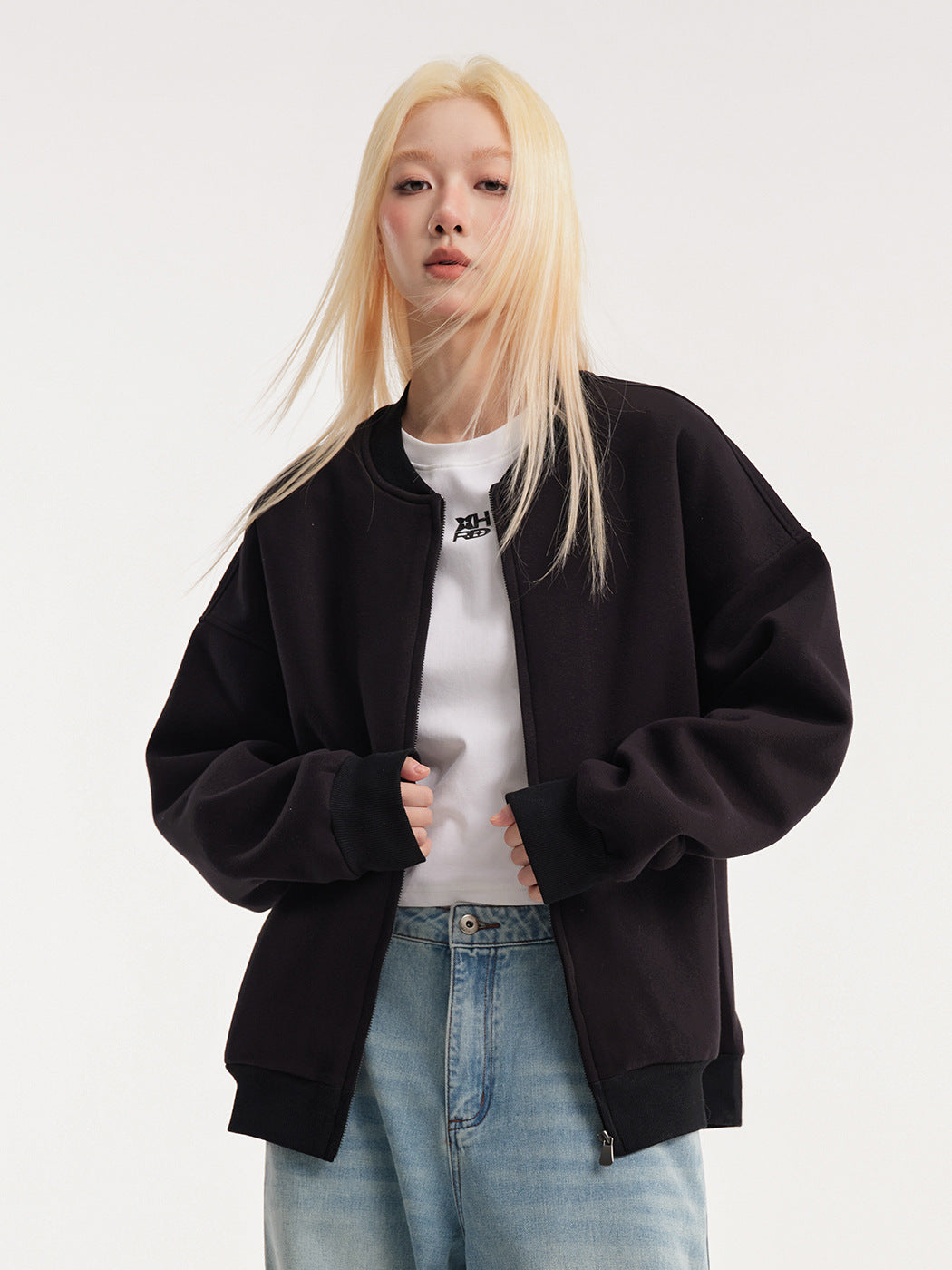 Wanda | Womens Bomber Baseball Jacket, Black