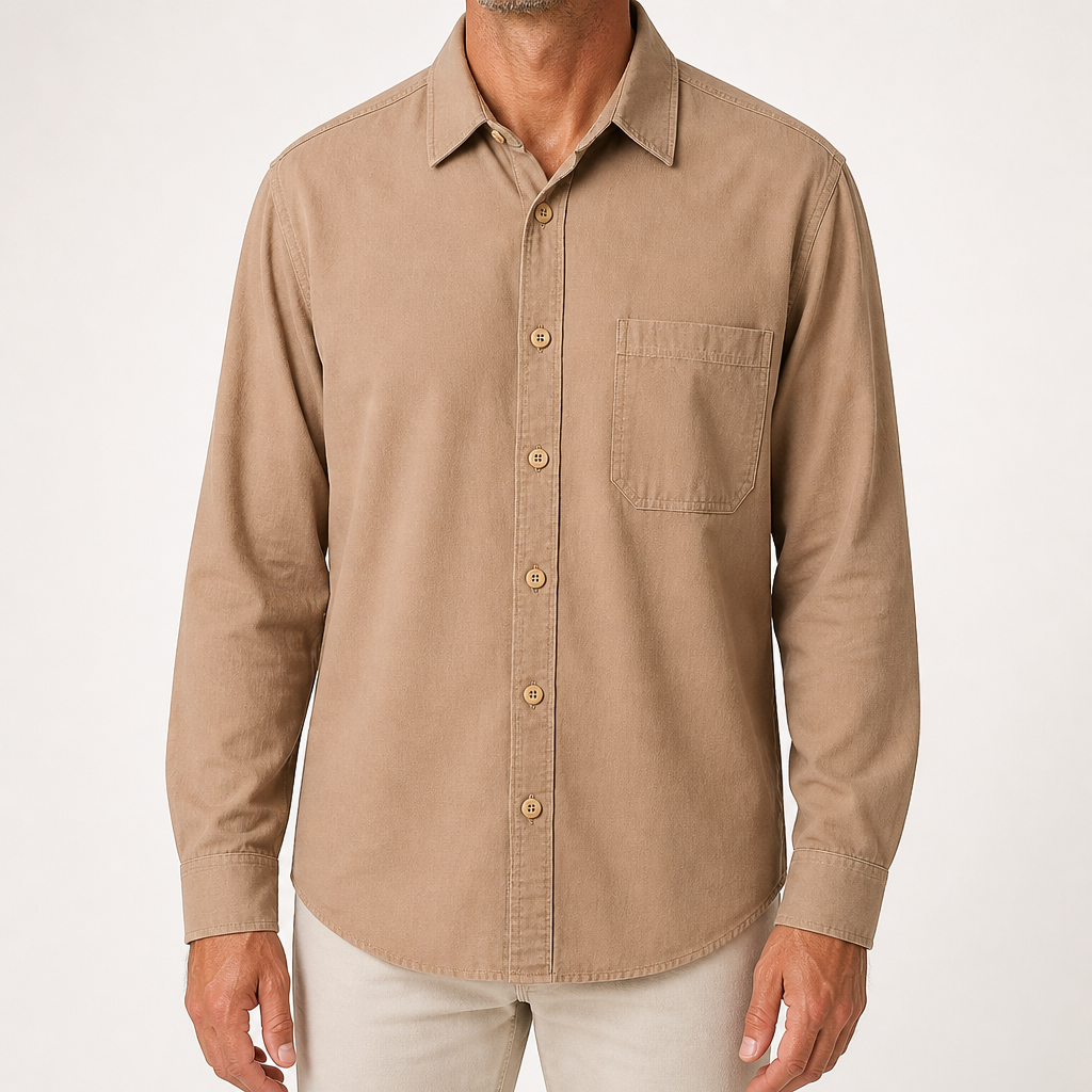 Wells | Mens Cotton Workwear Shirt Jacket, Caramel