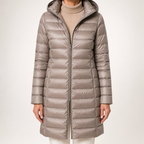 Wendell | Womens Puffer Coat Longline Hooded Down Warm Winter Coat, Khaki