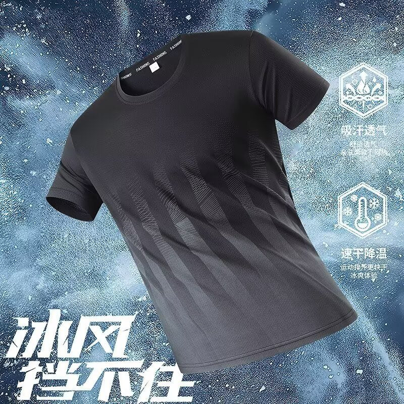Wesley | Mens Ice Silk Short Sleeve Casual T Shirt - Black