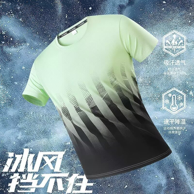 Wesley | Mens Ice Silk Short Sleeve Casual T Shirt - Green