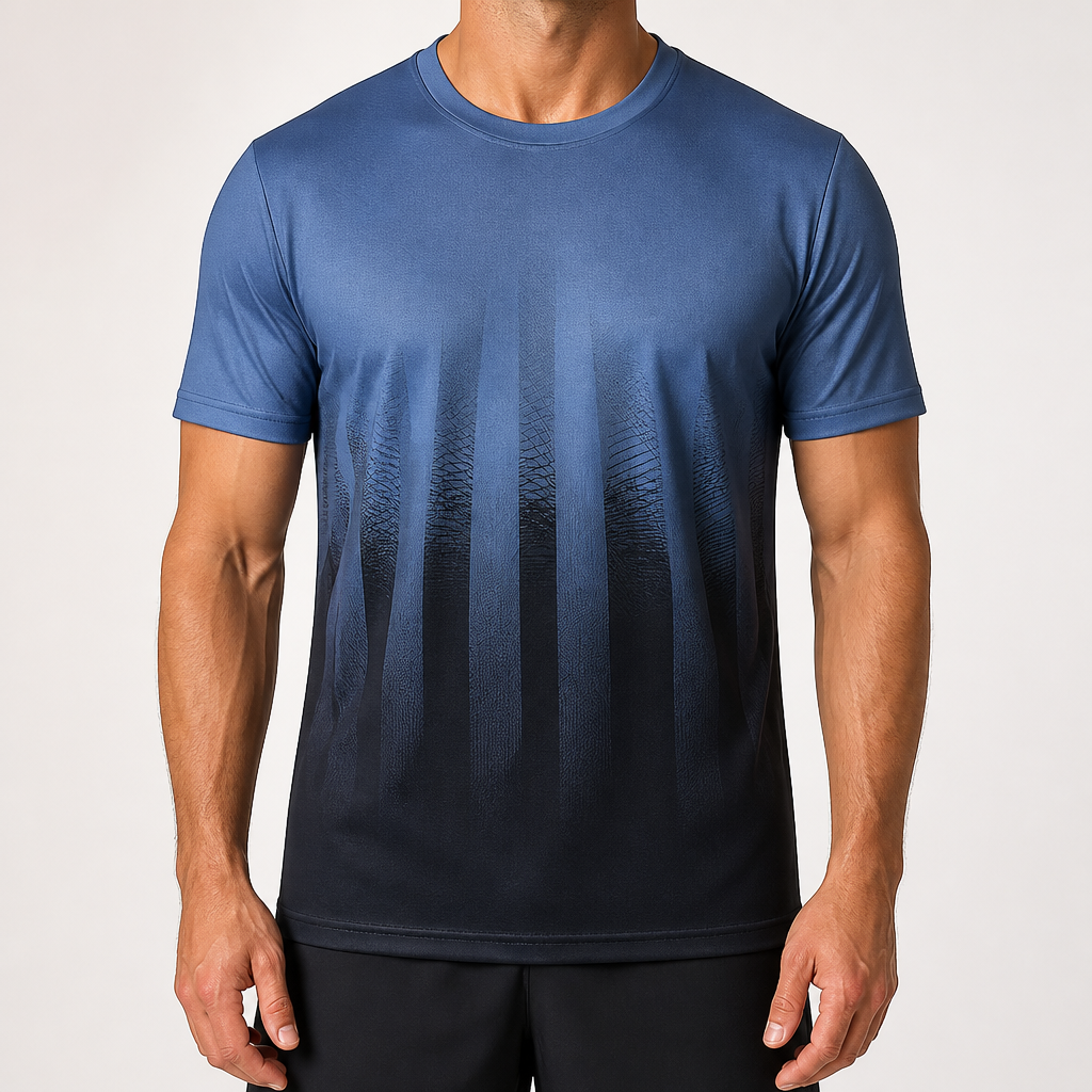 Wesley | Mens Ice Silk Short Sleeve Casual T Shirt, Light Blue