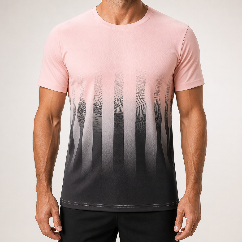 Wesley | Mens Ice Silk Short Sleeve Casual T Shirt, Pink
