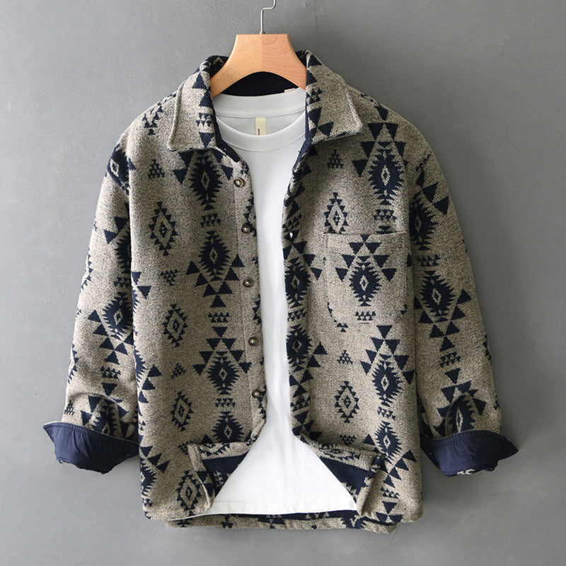 Wilder | Mens Retro Jacquard Wool Blend Overshirt - 1