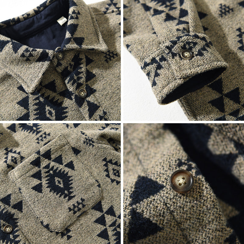 Wilder | Mens Retro Jacquard Wool Blend Overshirt - 4