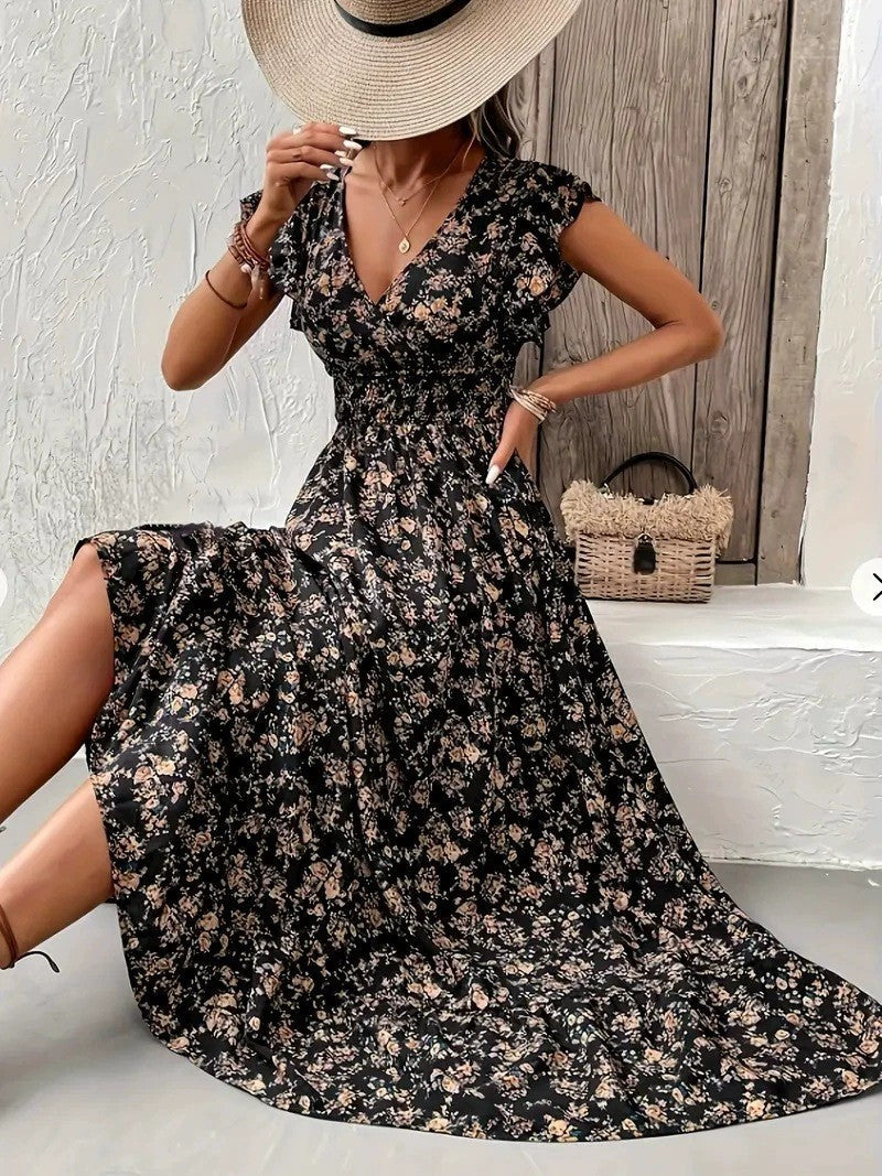 Willa | Womens Floral V Neck A Line Maxi Dress Wedding Wrap Guest - 1