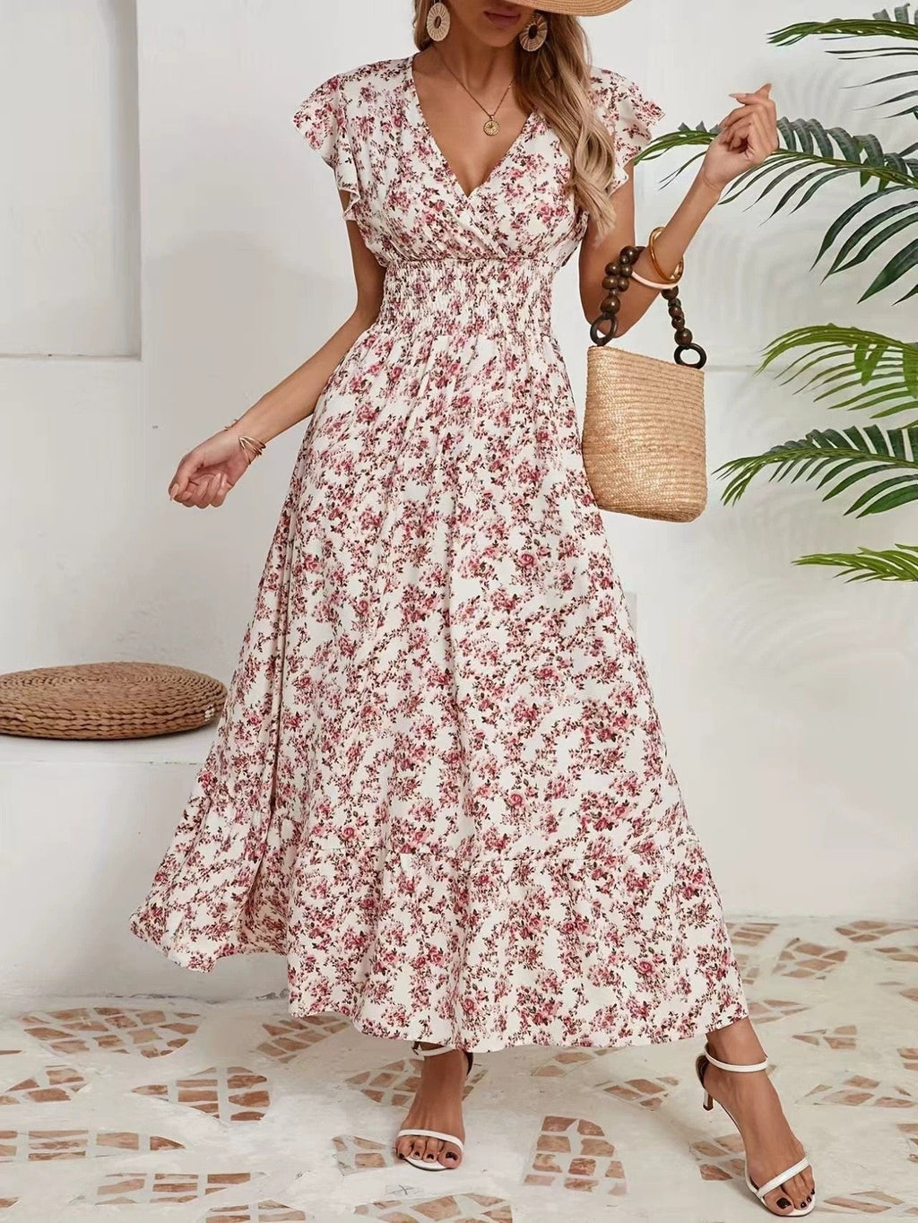Willa | Womens Floral V Neck A Line Maxi Dress Wedding Wrap Guest - 2