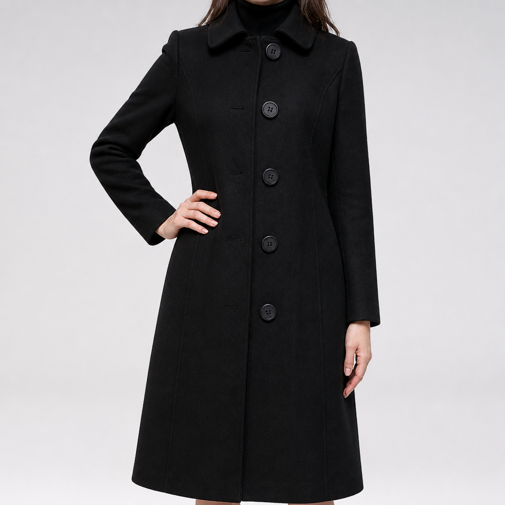 Winifred | Womens Wool Coat Winter Coats Long Wool Blend Ladies Coat, Black