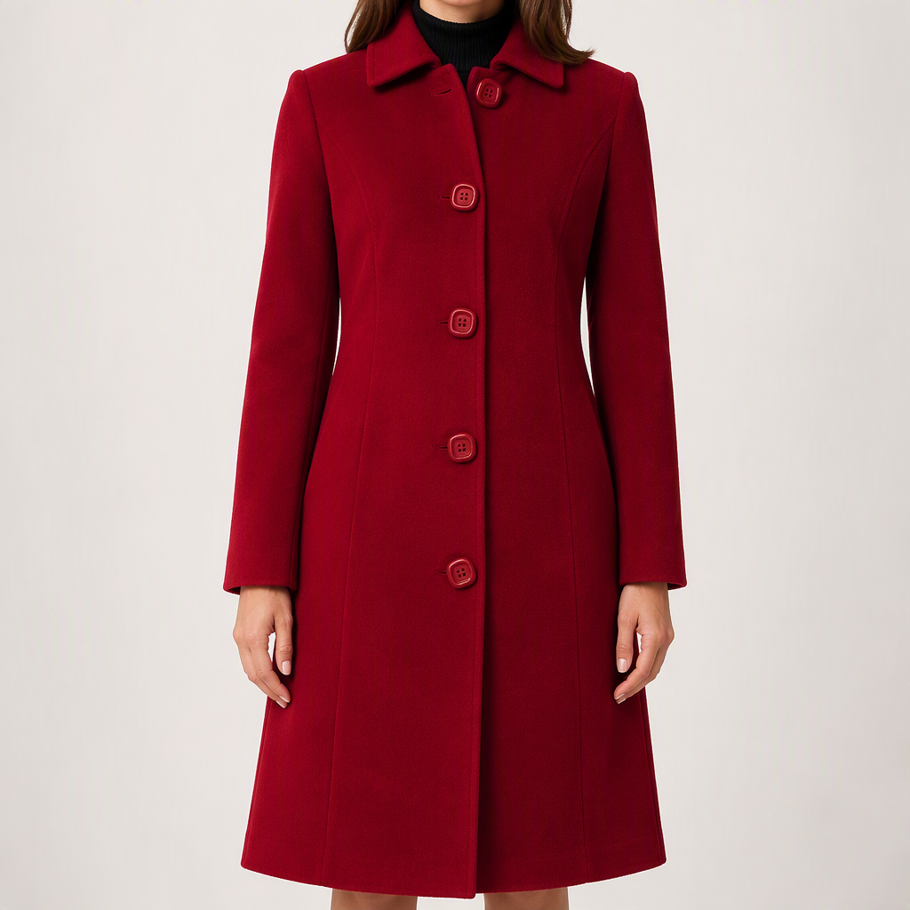 Winifred | Womens Wool Coat Winter Coats Long Wool Blend Ladies Coat, Burgundy