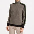 Winifred | Womens Knitted Jumper Turtleneck Knit Contrast Sleeve Loose Sweater, Black
