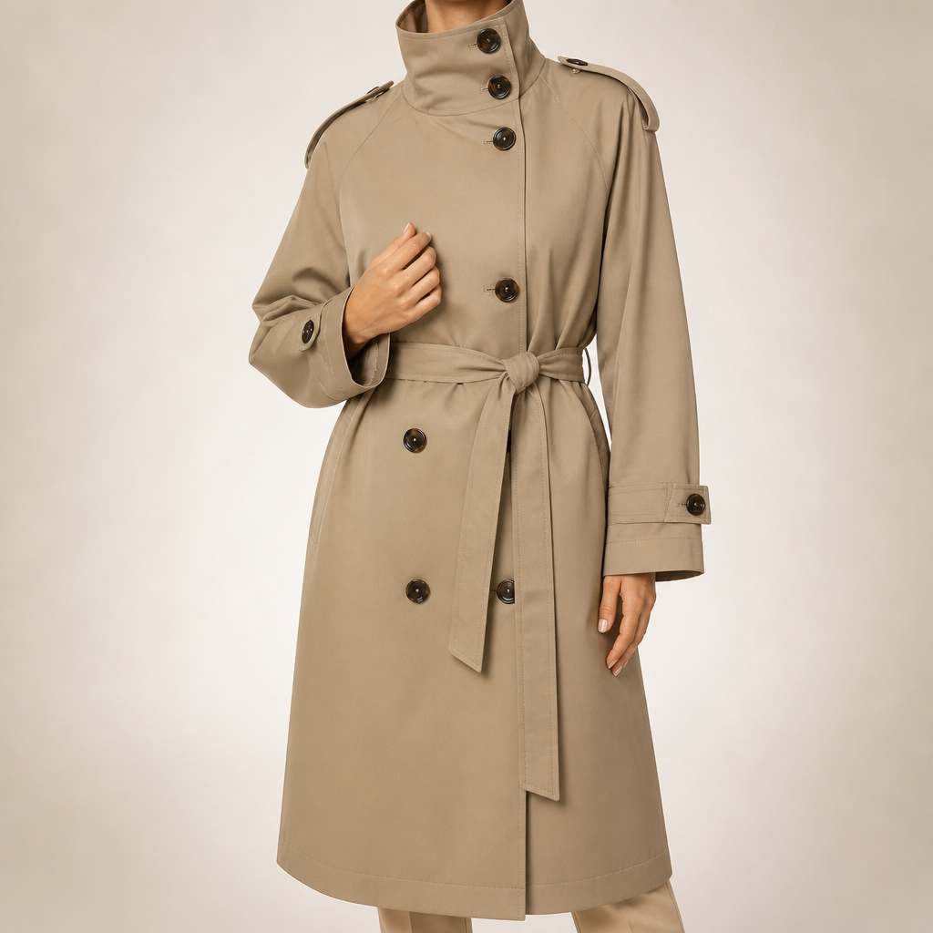 Winnie | Womens Cropped Double Breasted Trench Coat, Khaki