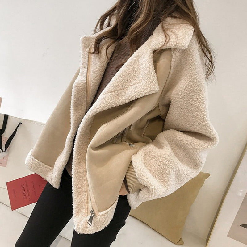 Wren | Womens Sherpa Suede Biker Winter Autumn Cropped Soft Shell Wool Jacket - 3