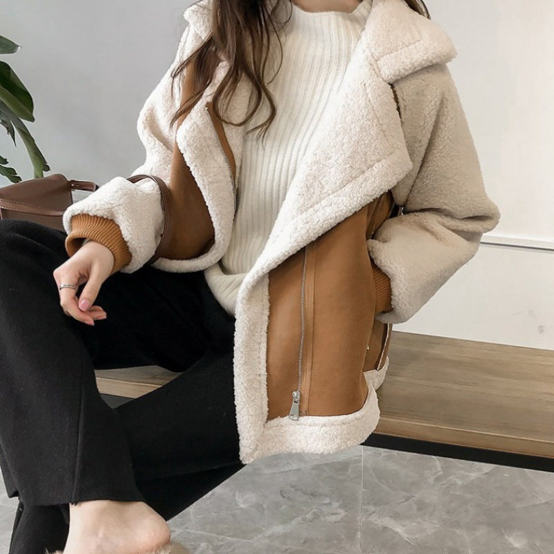Wren | Womens Sherpa Suede Biker Jacket