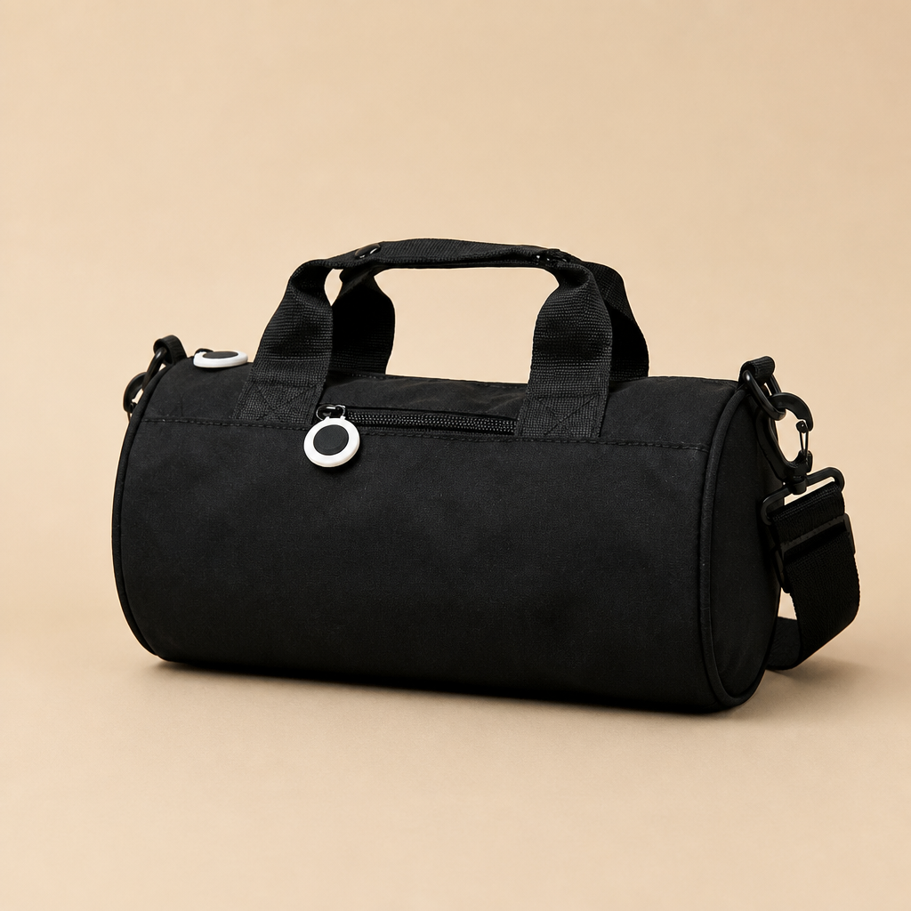 Xander | Womens Crossbody Bag Mini Cylinder Barrel Shoulder Handbag, Black