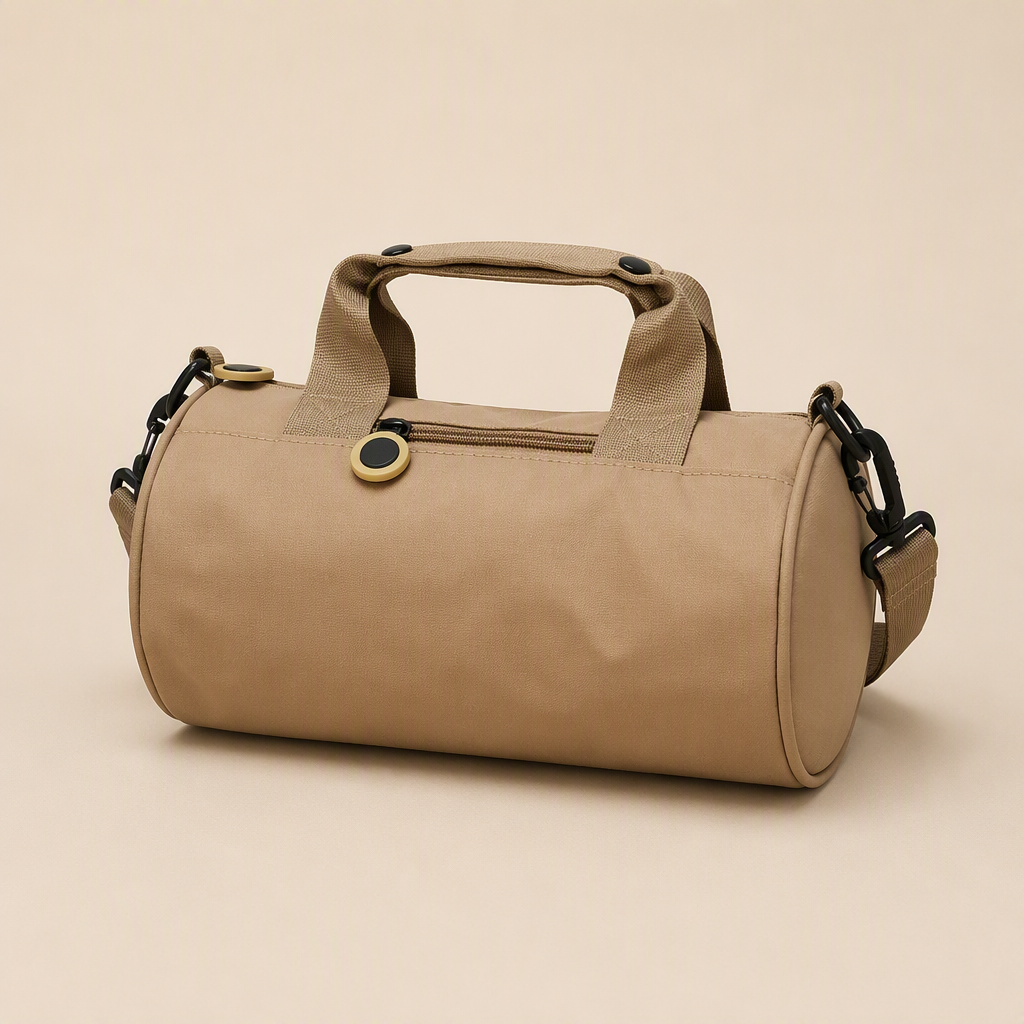 Xander | Womens Crossbody Bag Mini Cylinder Barrel Shoulder Handbag, Dark Khaki