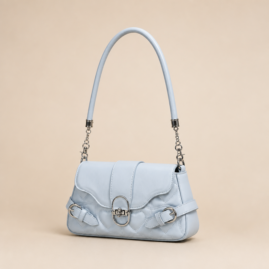 York | Womens Shoulder Bag Underarm Baguette Handbag Small, Blue