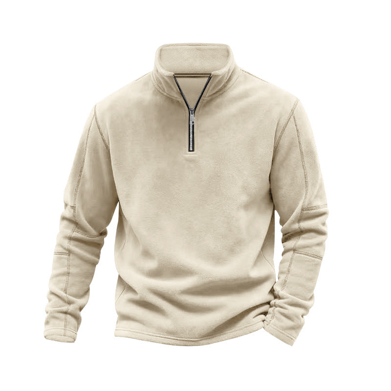 Zane | Mens Fleece Half Zip Sweatshirt - Khaki
