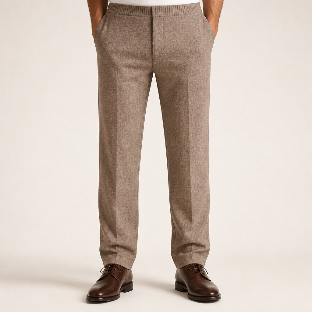 Zephyr | Mens Winter Wool Warm High Waist Loose Trousers, Camel 2